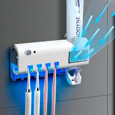 UV Sterilizer Holder for Toothbrushes and Toothpaste Dispenser